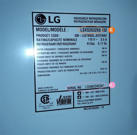 LG Refrigerator Serial Number