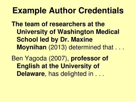 Identifying Author Credentials