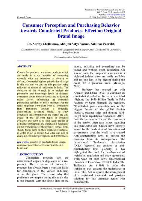 Consumer Perception of Counterfeiting