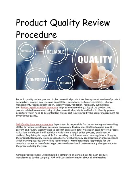 Product quality reviews