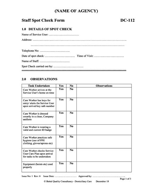 Spot check and quality assurance