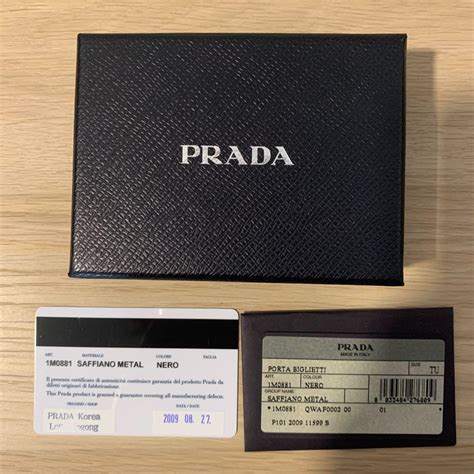 Prada Glasses Warranty Card