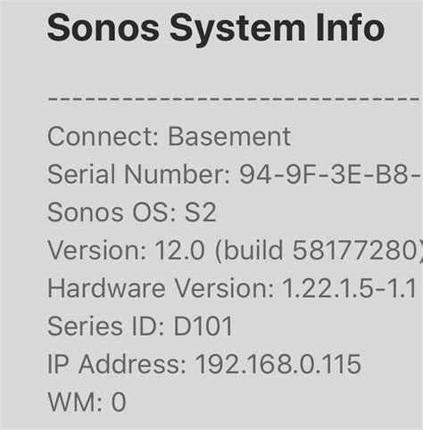 Sonos Serial Number